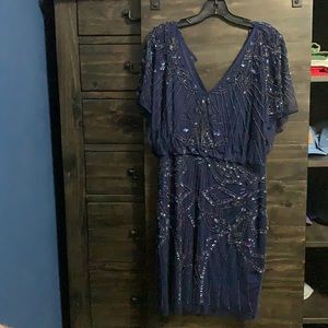 Aidan Mattox navy blue sparkle dress